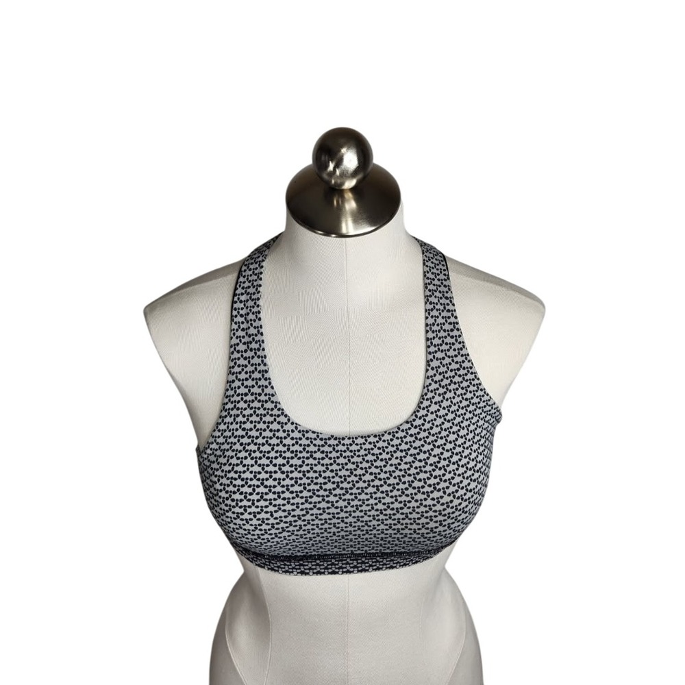 Lululemon Sports Bra Womens 4 Black White Time To Sweat Active Running Yoga